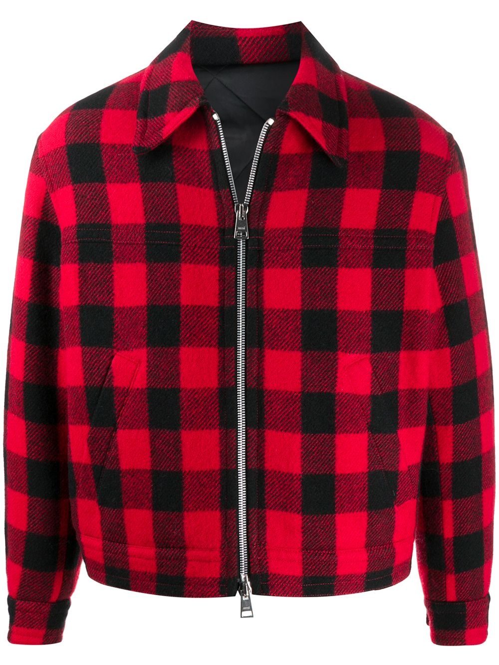 checked zip-through short jacket - 1