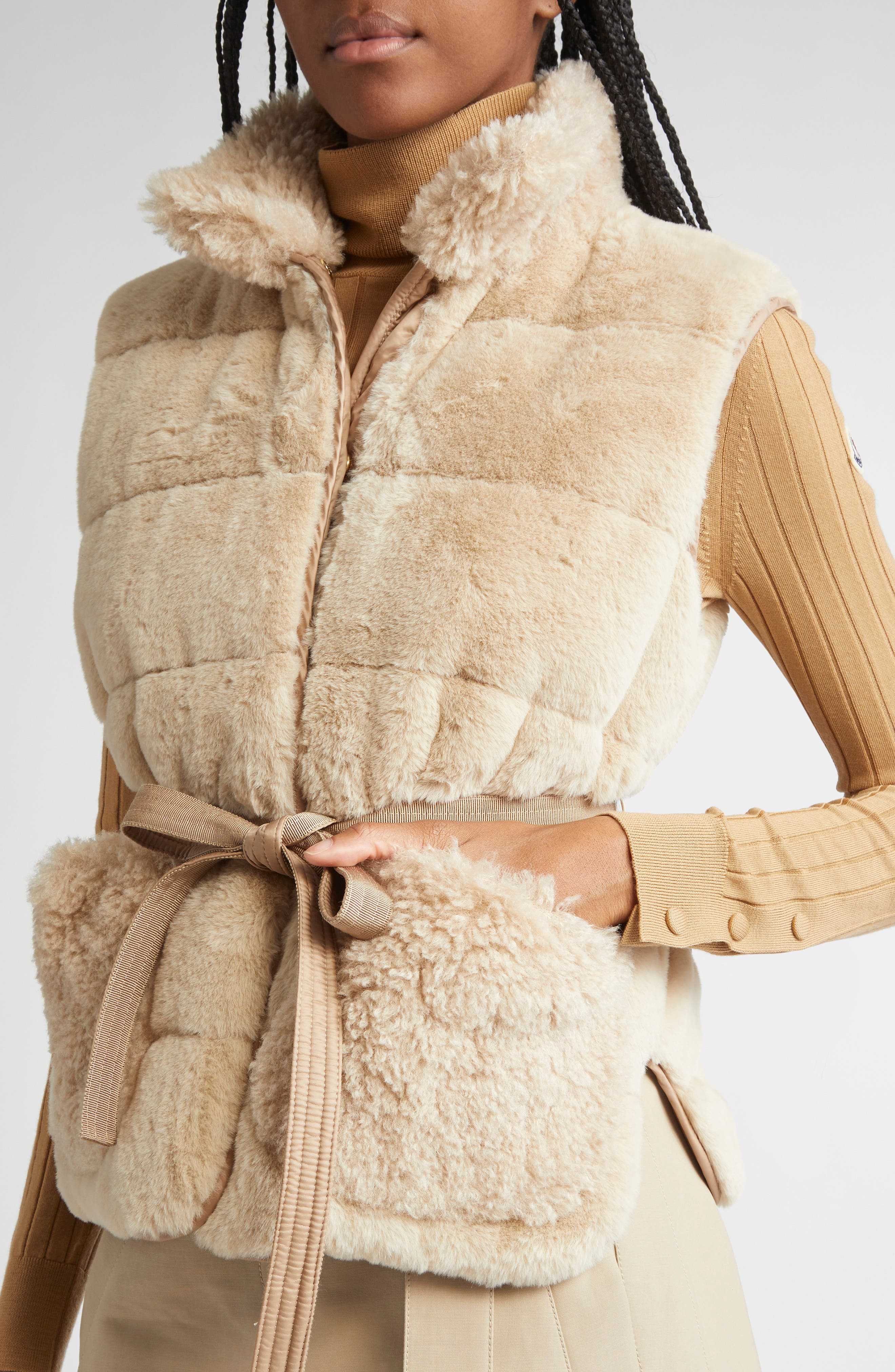 Moncler Joui Faux Fur Down Vest in Alabaster at Nordstrom - 5