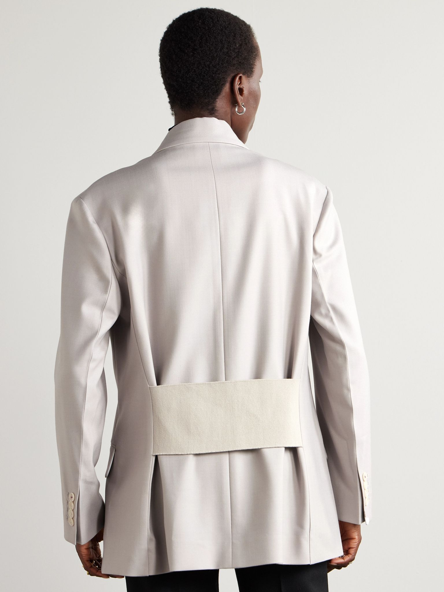 Oversized double-breasted twill blazer Gray - 4