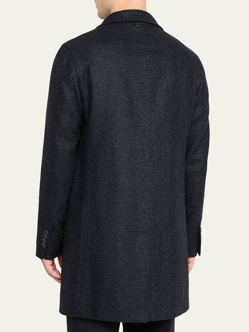 Herno Men's Wool-Blend Herringbone Top Coat outlook