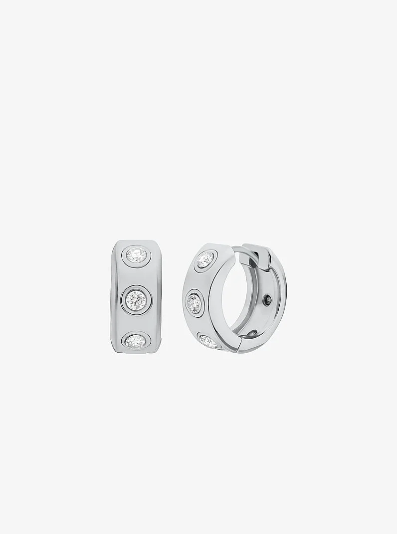 Pavé Logo Huggie Earrings - 1