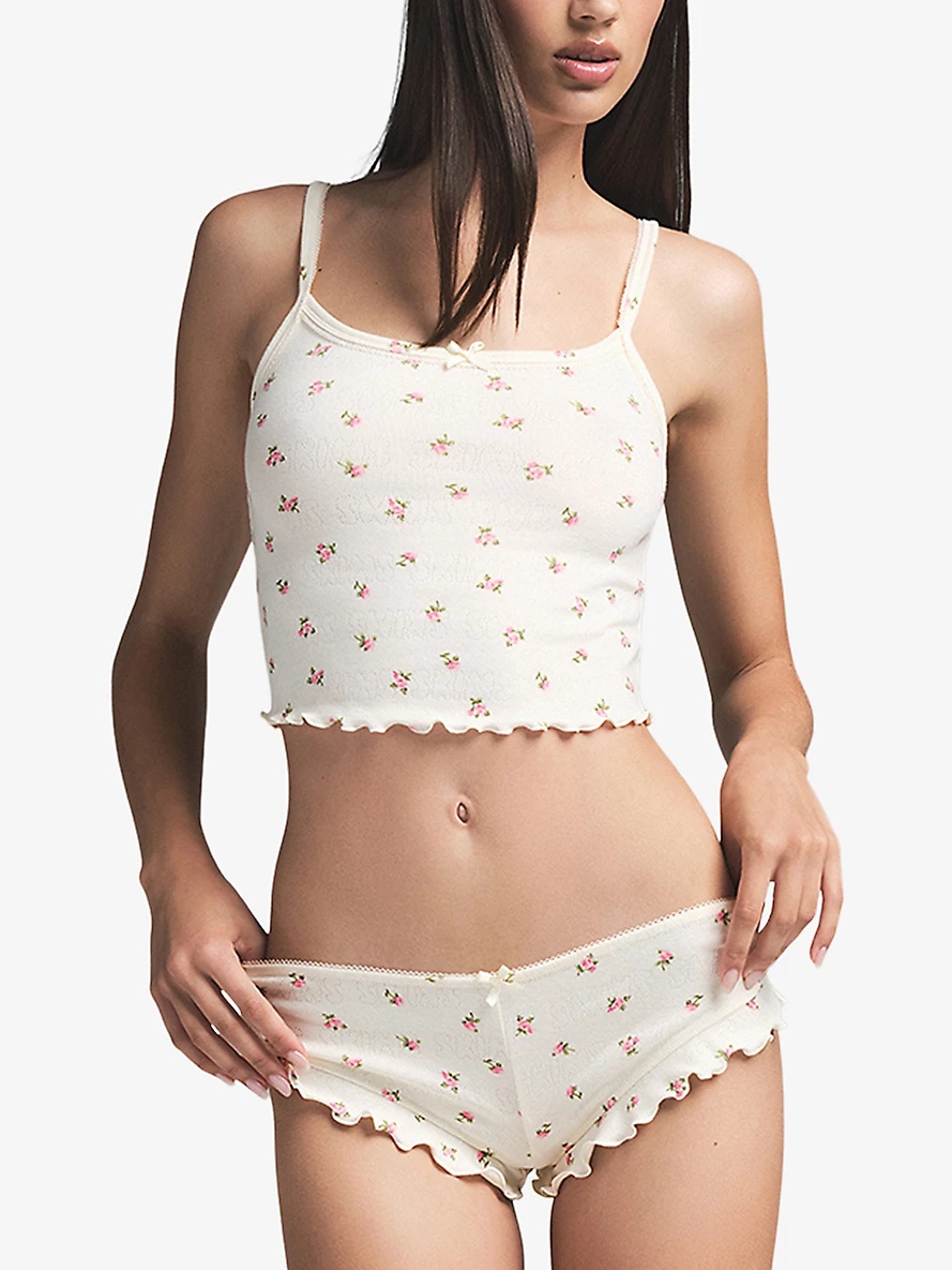 Pointelle Cropped Cami Cotton-Jersey Set - 2
