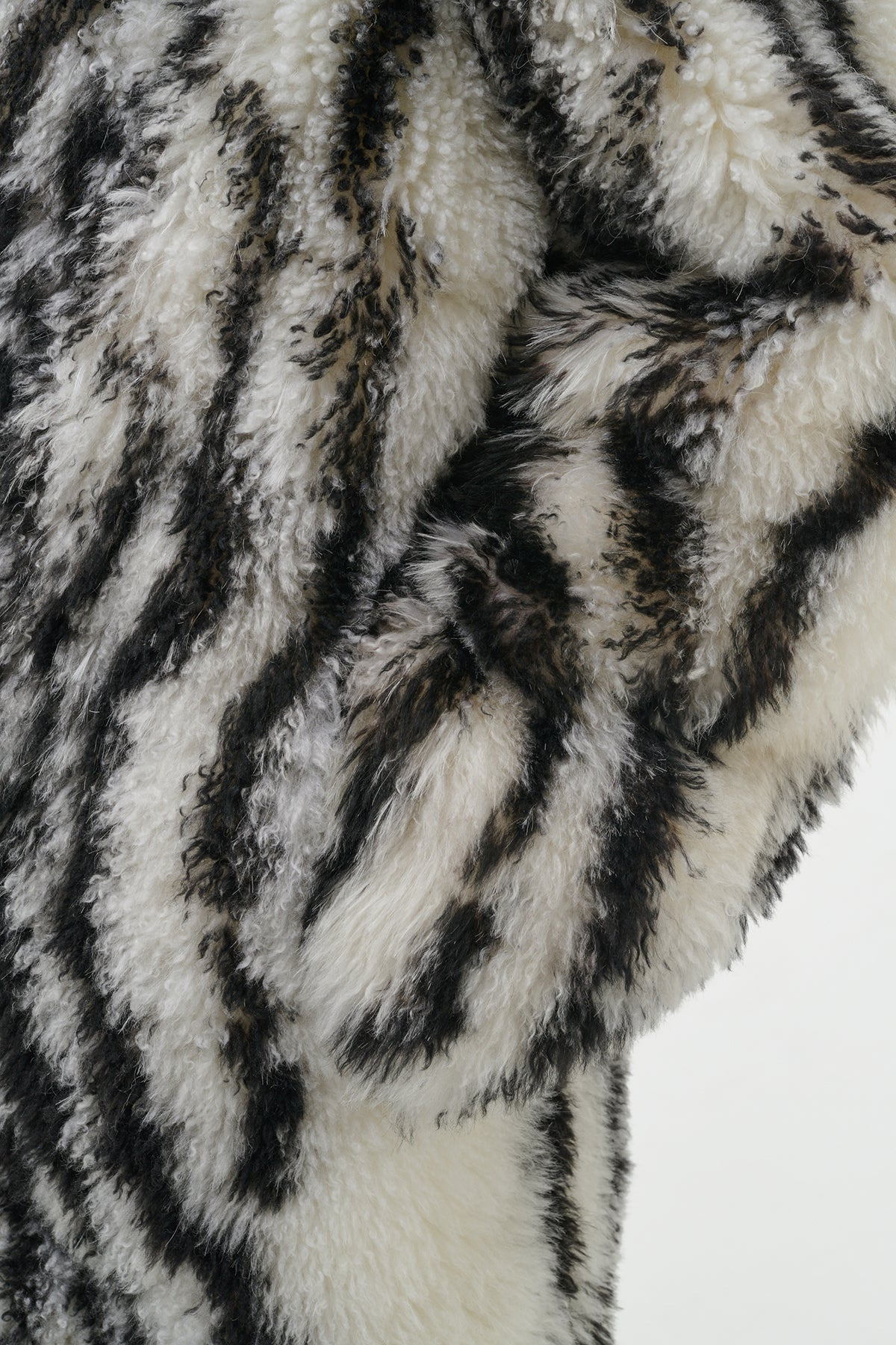 Ebel Coat in Ivory & Black Cashmere Shearling - 7