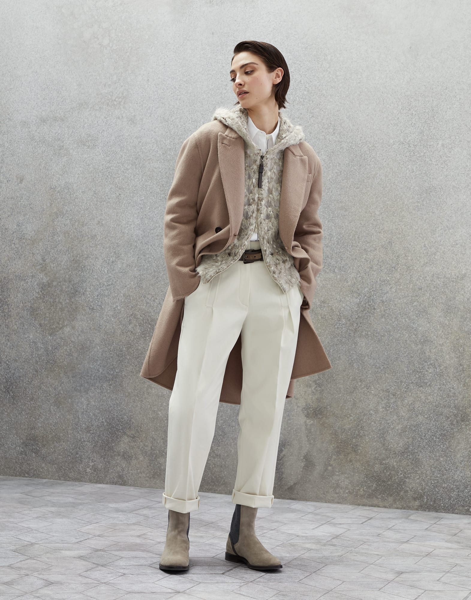 Hand-crafted coat in cashmere beaver double cloth with monili - 5
