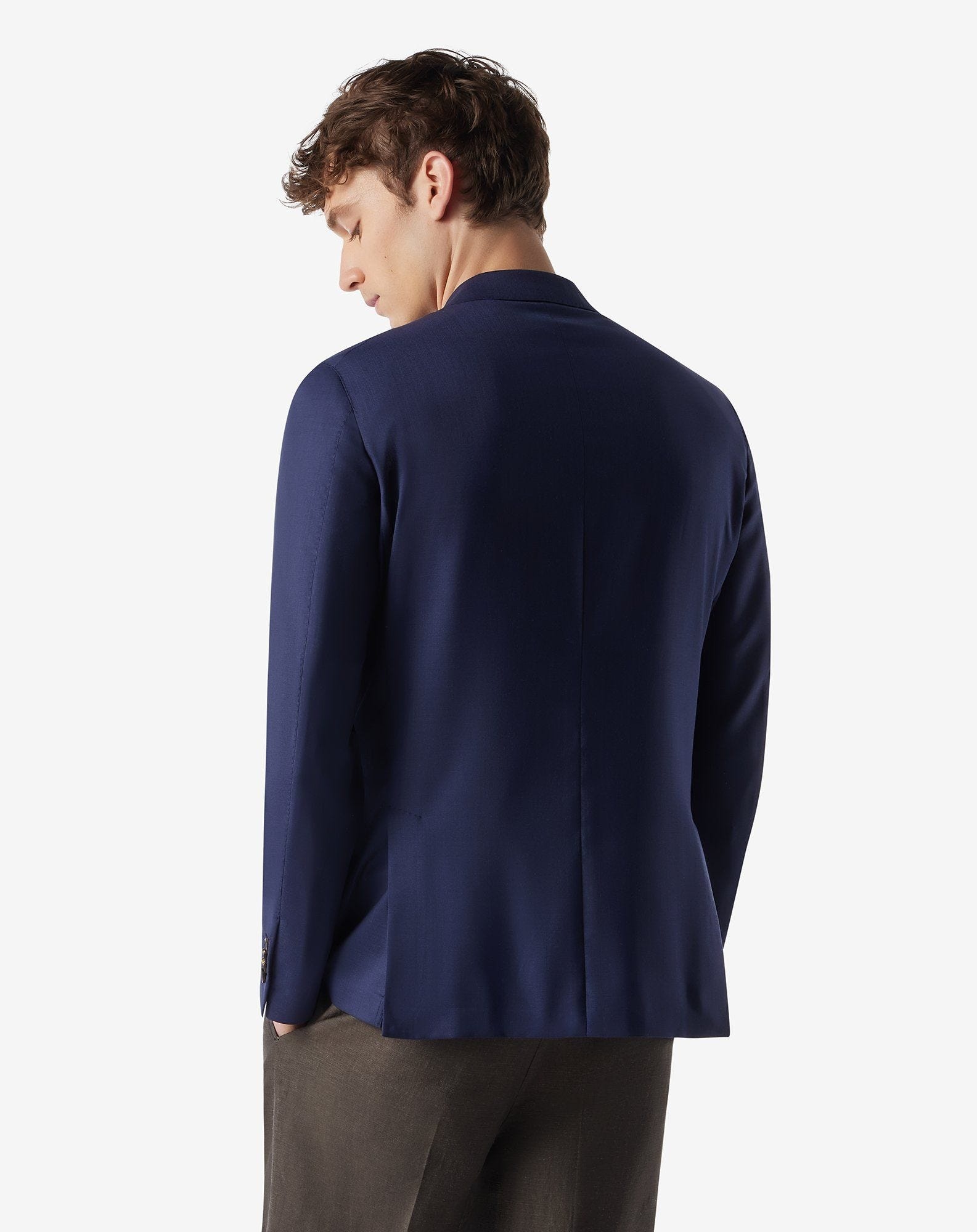 Blue extra light wool and silk jacket - 3