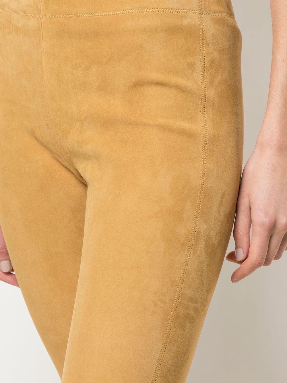 mid-rise suede leggings - 5