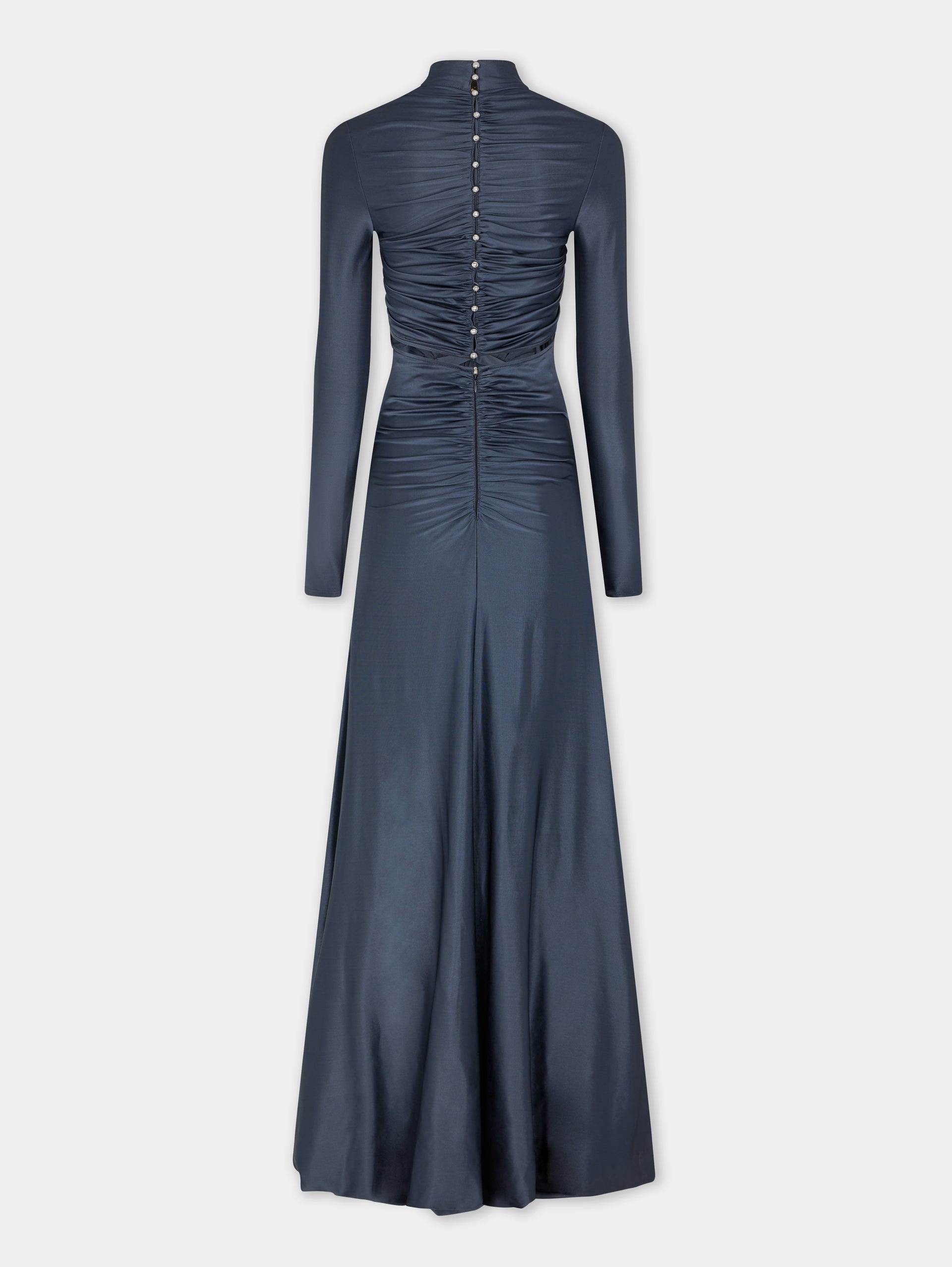 LONG SLATE EMBROIDERED DRESS IN JERSEY - 8