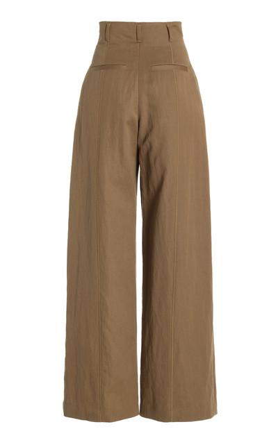 ULLA JOHNSON Delvine High-Rise Tencel Wide-Leg Pants khaki outlook