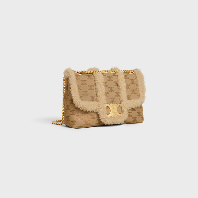 CELINE Medium Celine Victoire Bag in SHEARLING WITH TRIOMPHE ALL-OVER outlook