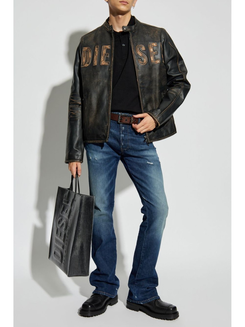 Diesel logo-appliquÃ© long-sleeved polo shirt outlook