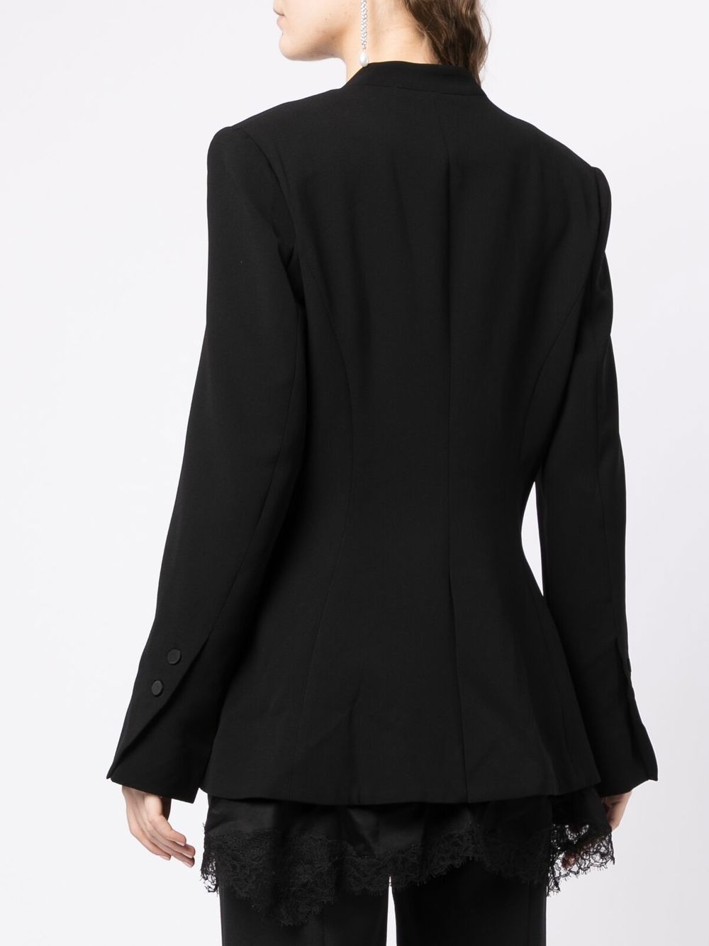 collarless single-breasted jacket - 4