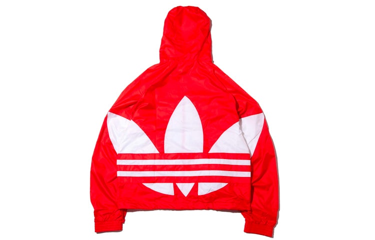 adidas originals Big trefoil Stripe Large Logo hooded Casual Jacket Red FM7076 - 2