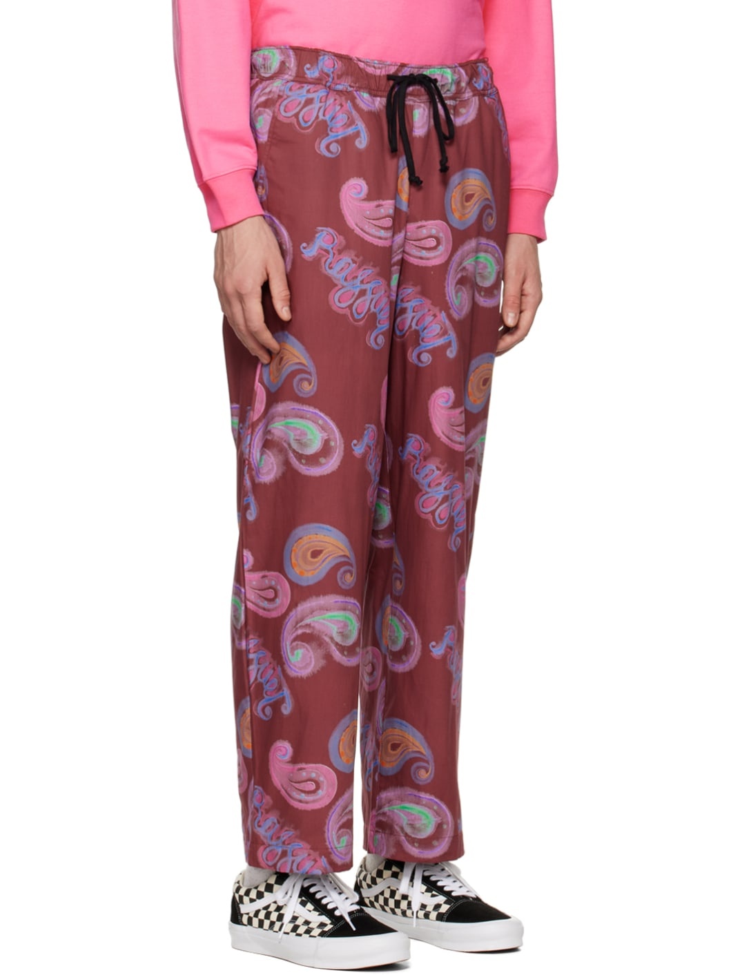 Red Graphic Print Trousers - 2