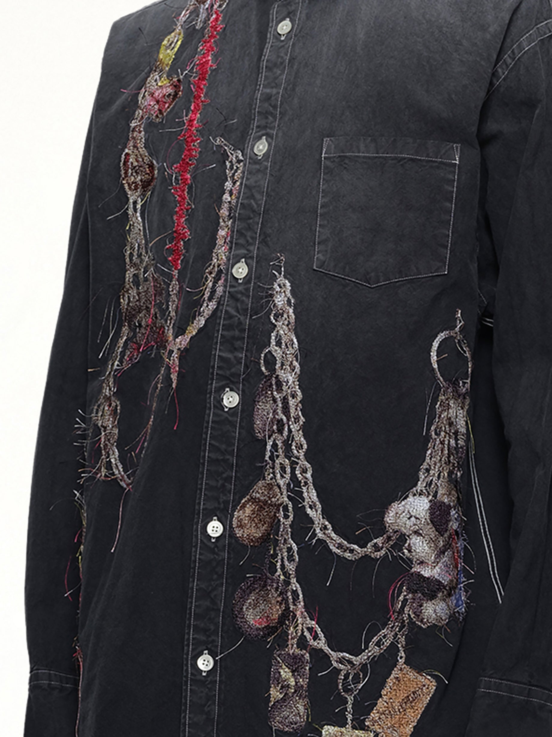 Embroidered Chain Shirt in Grey - 6