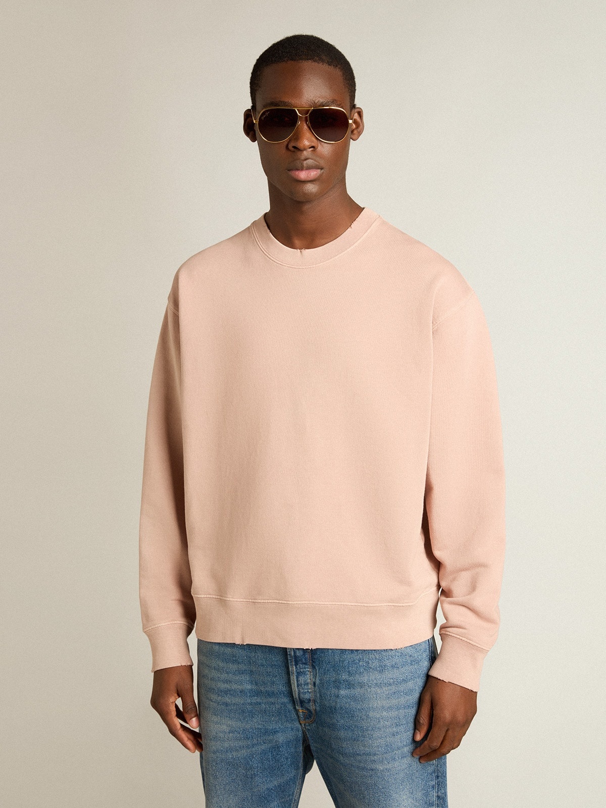 Powder-pink sweatshirt with reverse logo on the back - Asian fit - 2