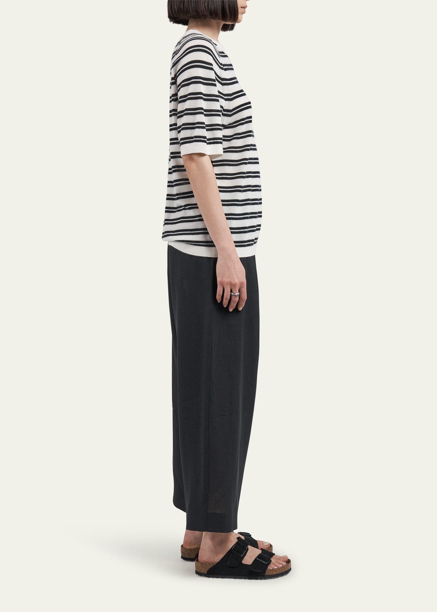 Oversized Stripe Cashmere T-Shirt - 4