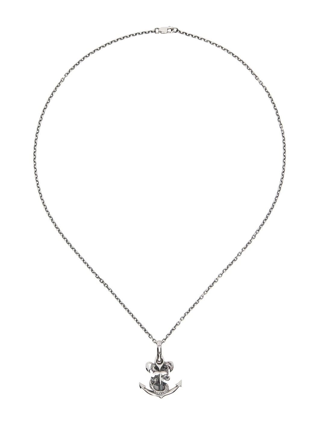 Silver Snake Anchor Necklace - 1