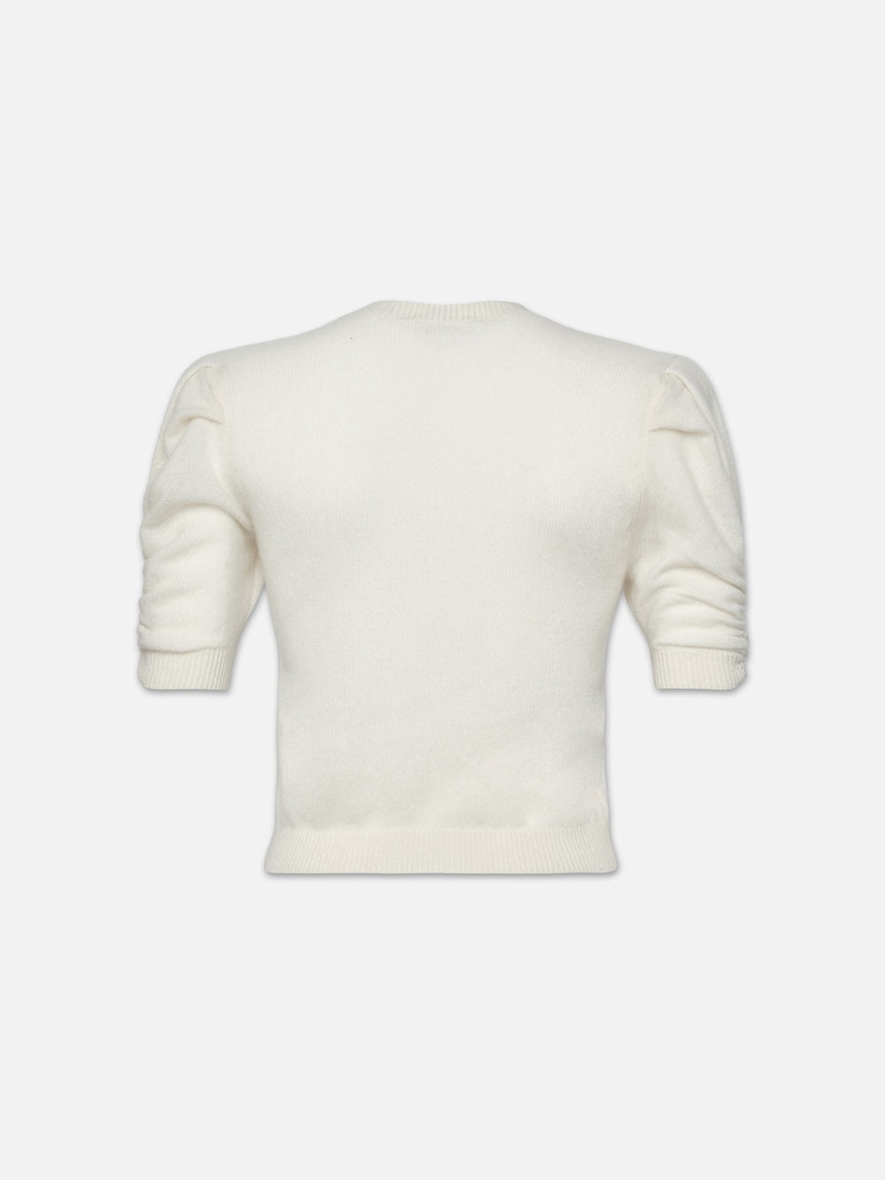 Ruched Sleeve Cashmere Sweater in Cream - 3