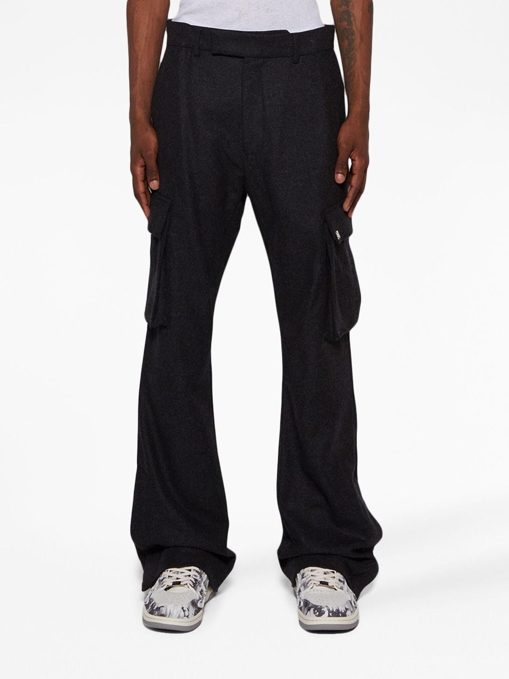 tactical cargo flared trousers - 3