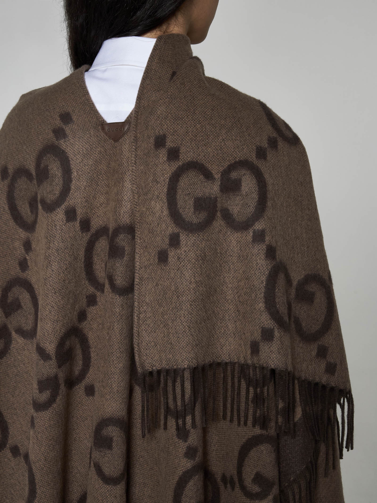 GG cashmere reversible poncho - 4