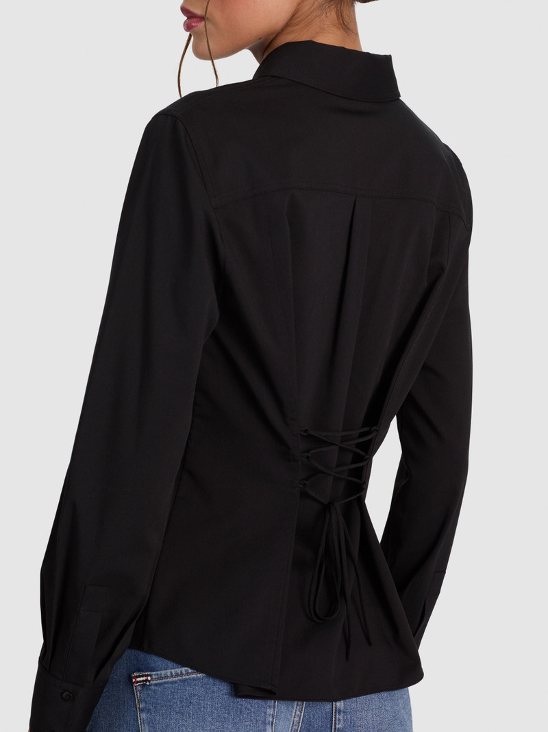 AMELIA BUTTON DOWN WITH LACE UP BACK - BLACK 5