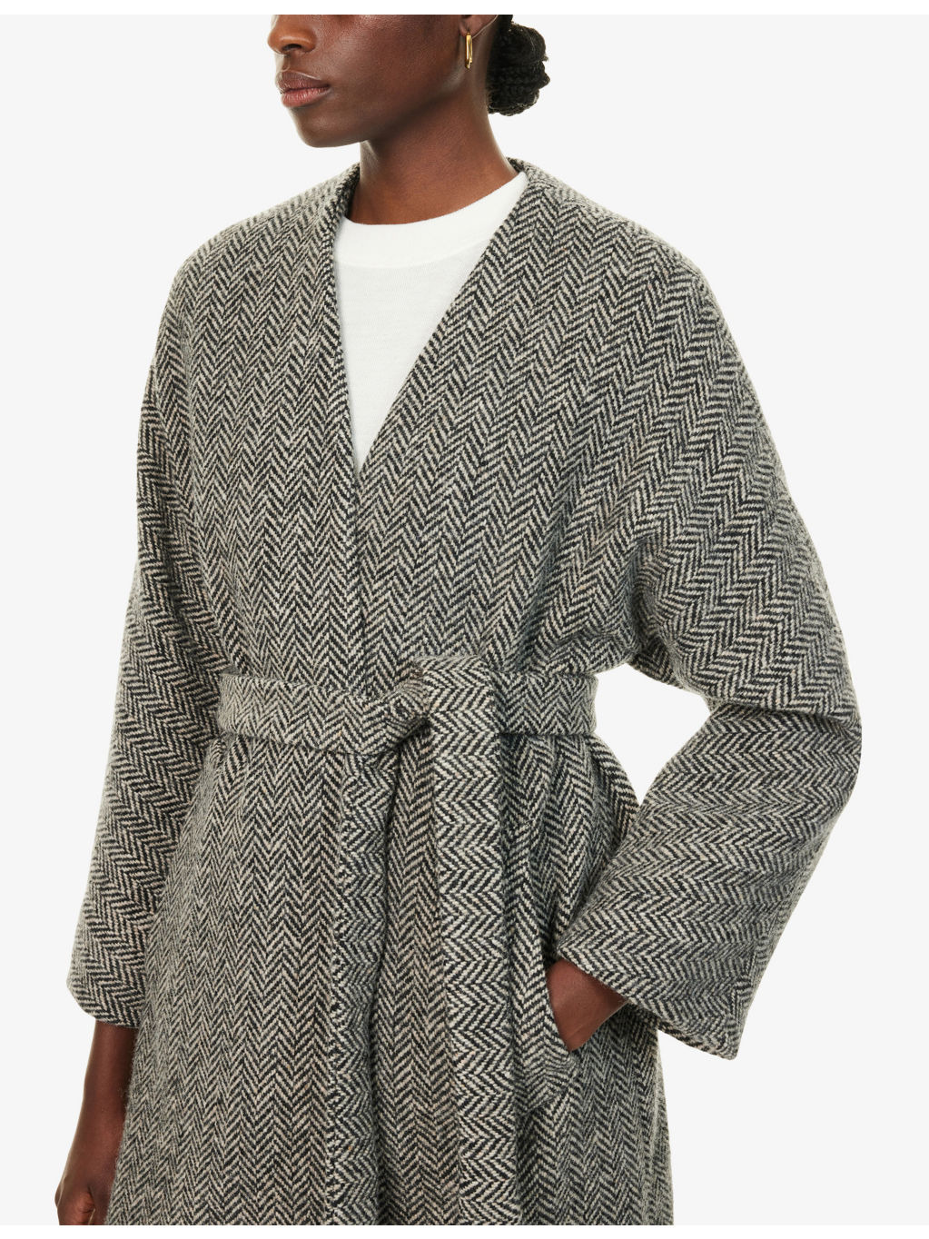 Zenica Chevron-Print Wool-Blend Coat - 5
