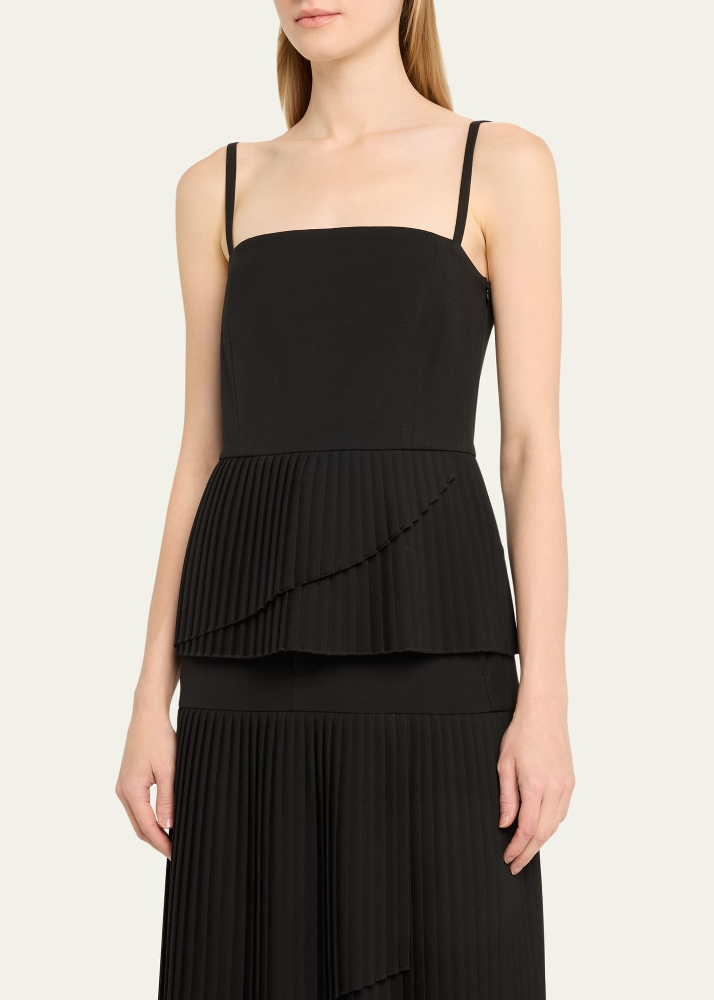 Pleated Sleeveless Peplum Top - 4