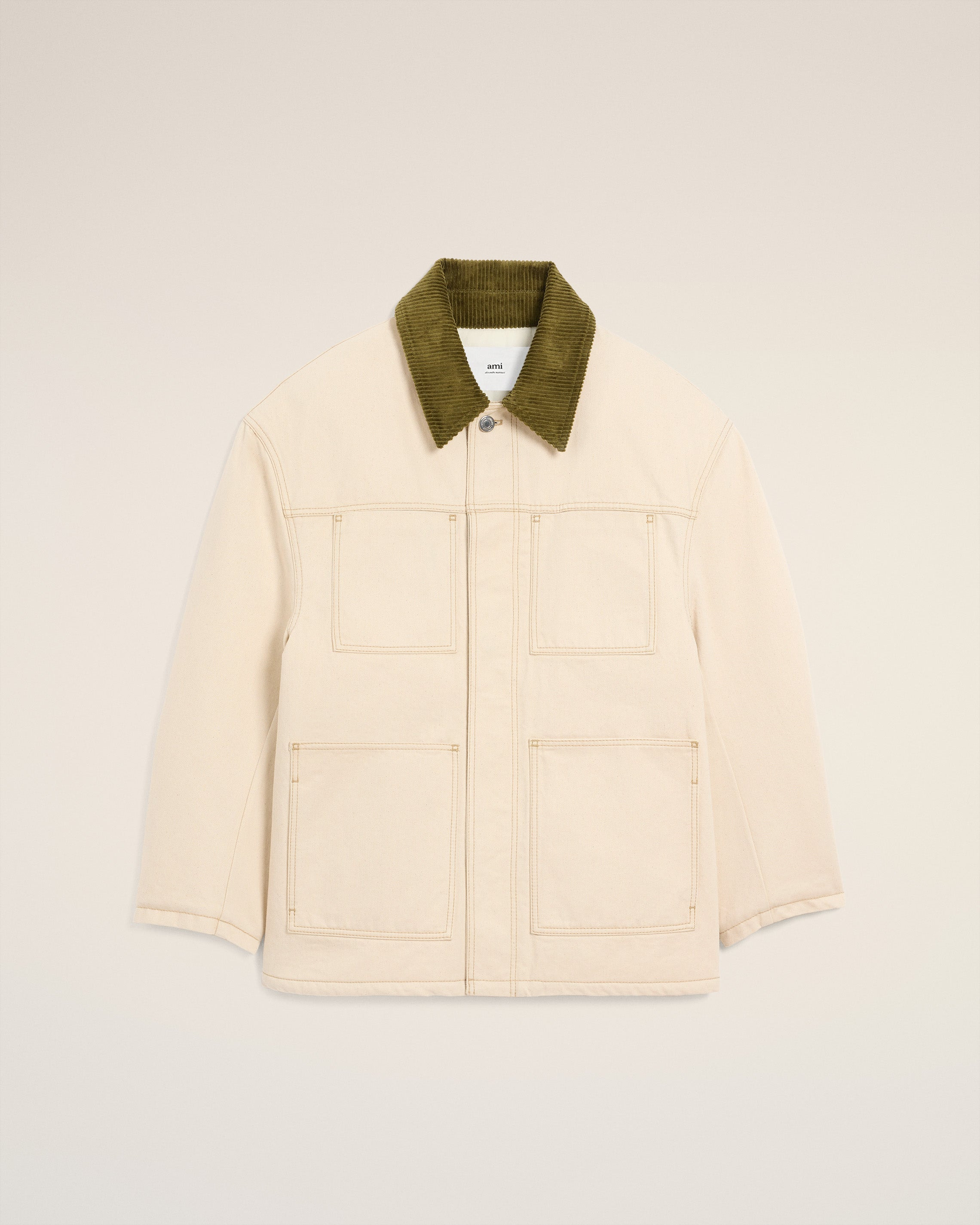 WHITE COTTON PADDED WORKER JACKET - 9