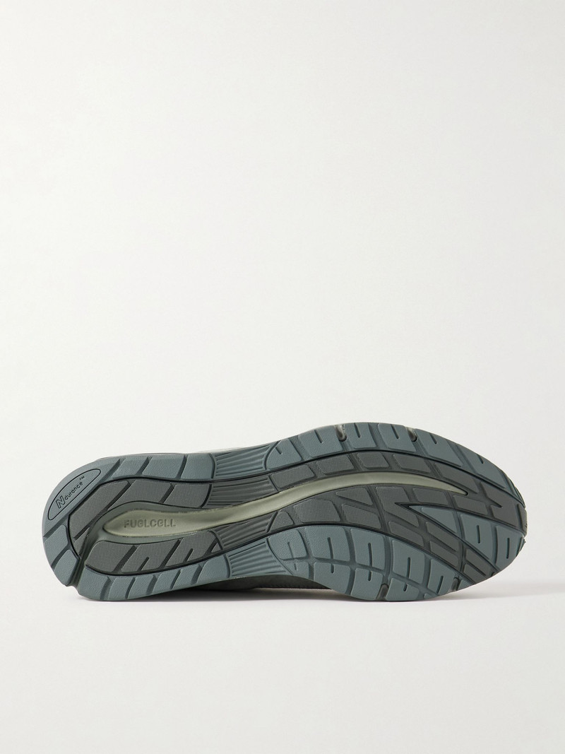 New Balance + thisisneverthat 991v2 Leather-Trimmed Suede and Mesh Sneakers Gray outlook