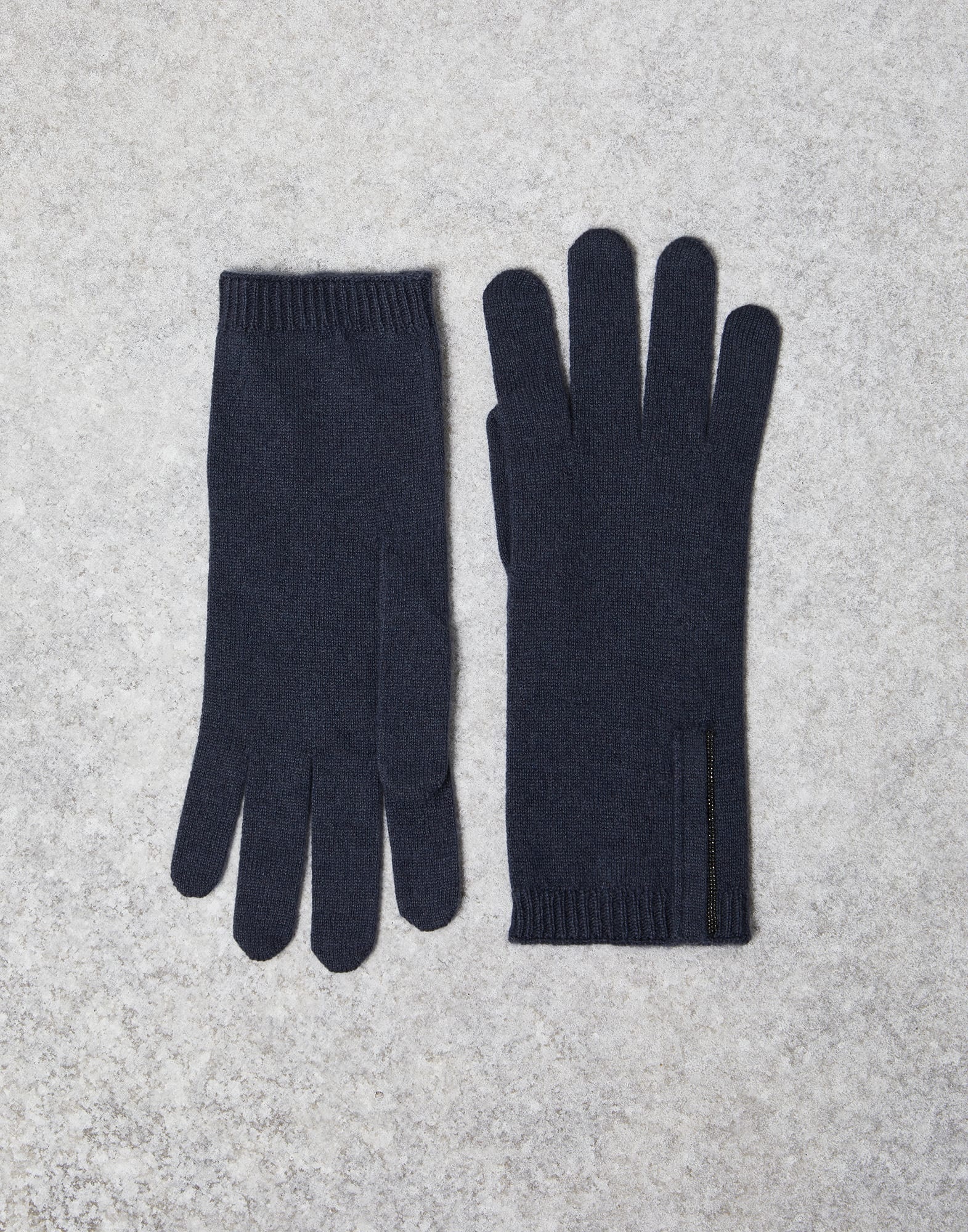 Cashmere knit gloves with monili - 1