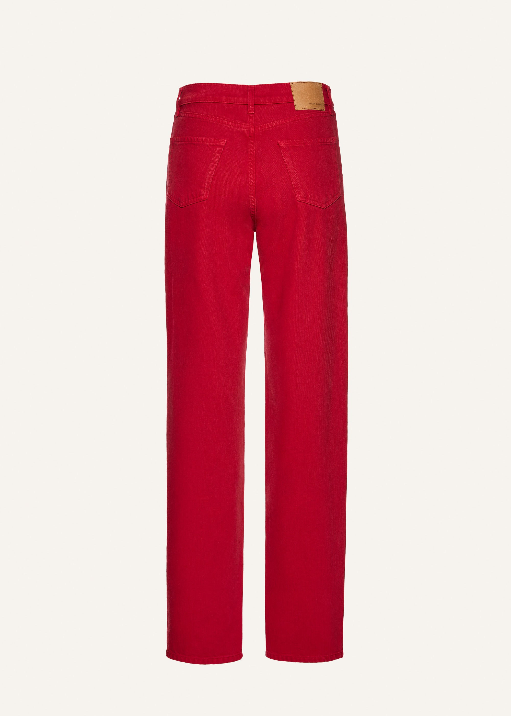 Straight leg denim pants in red - 2