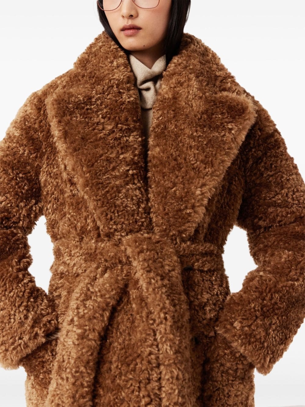 faux-fur belted coat - 4