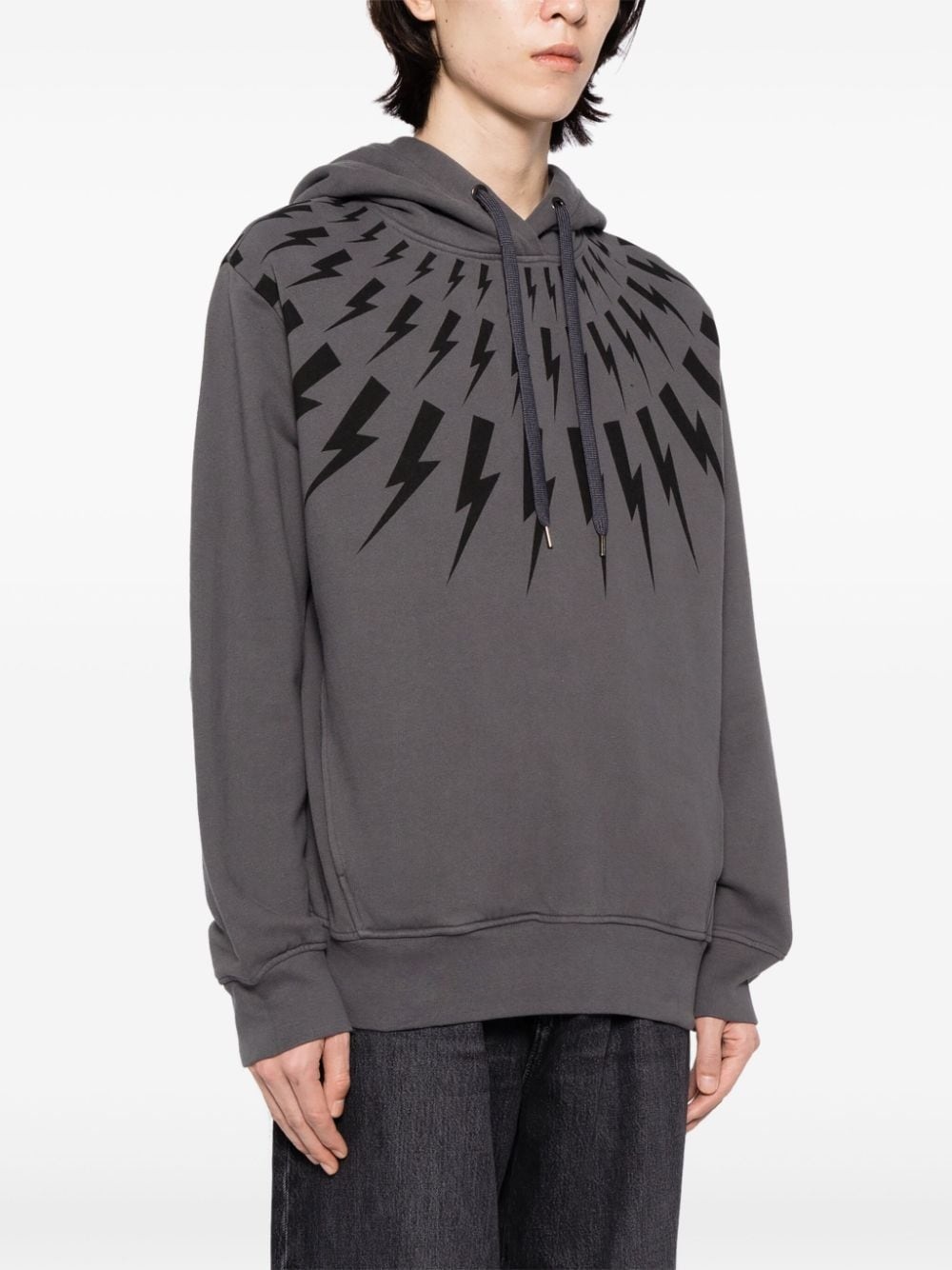 Thunderbolt-print cotton hoodie - 3