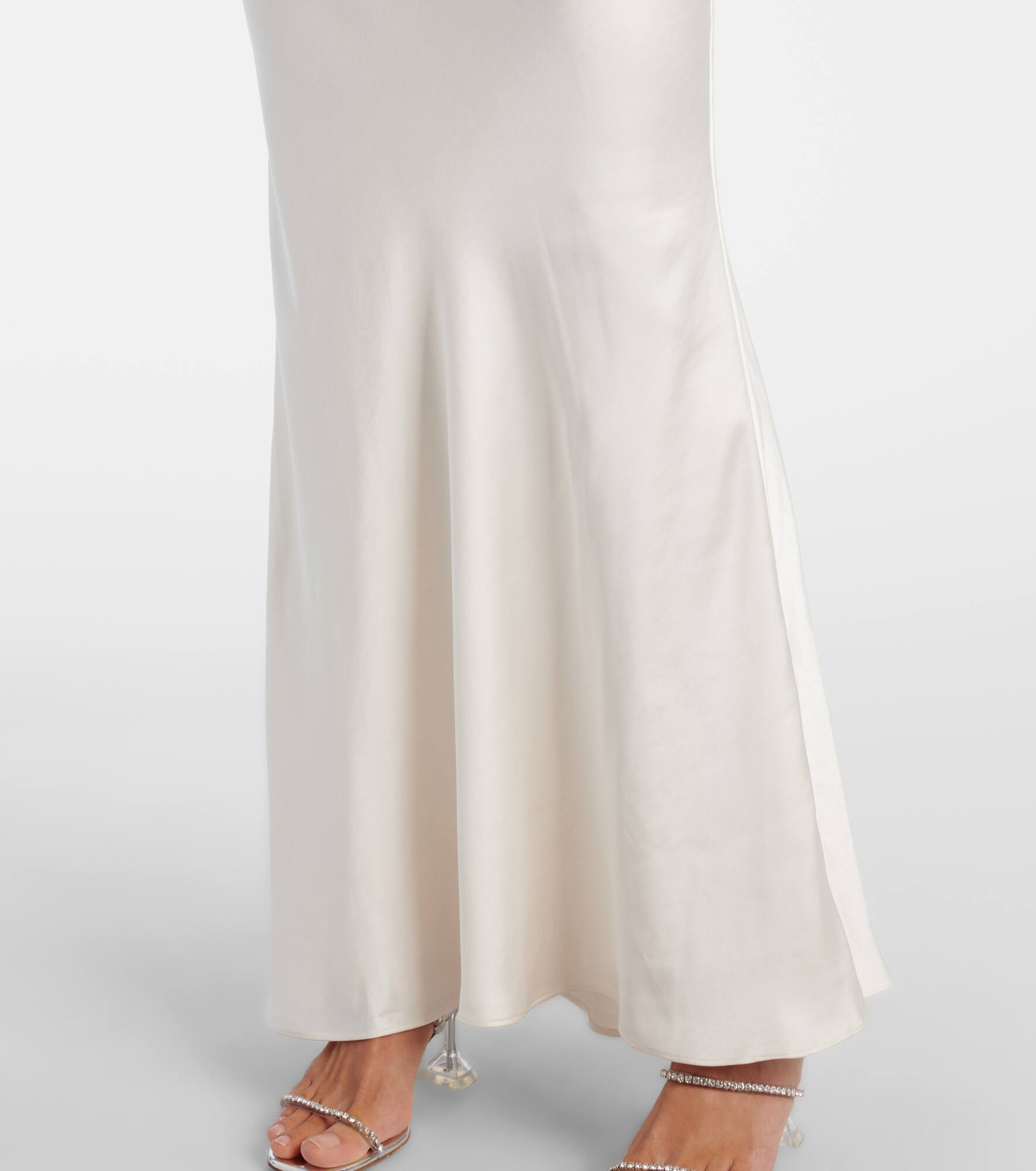 Caped lace and satin maxi dress - 6