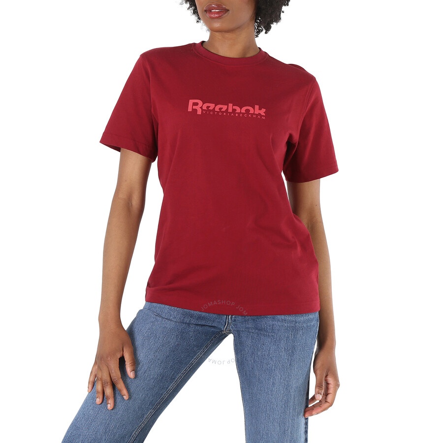Reebok Collegiate Burgundy Cotton Jersey VB Logo T-shirt, Size X-Small - 3