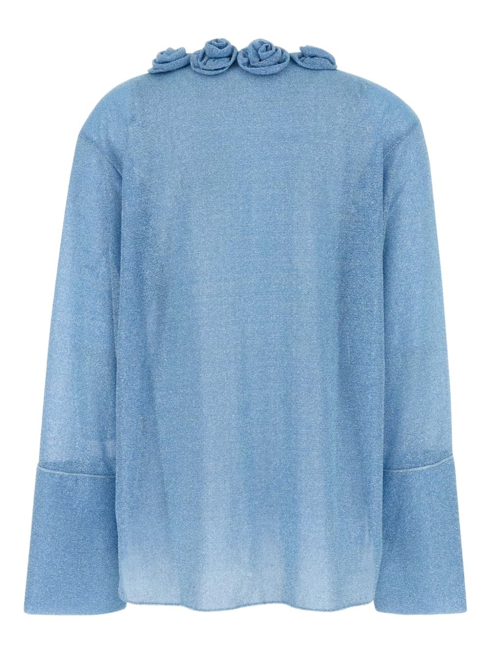 rose-embellished lurex cardigan - 2