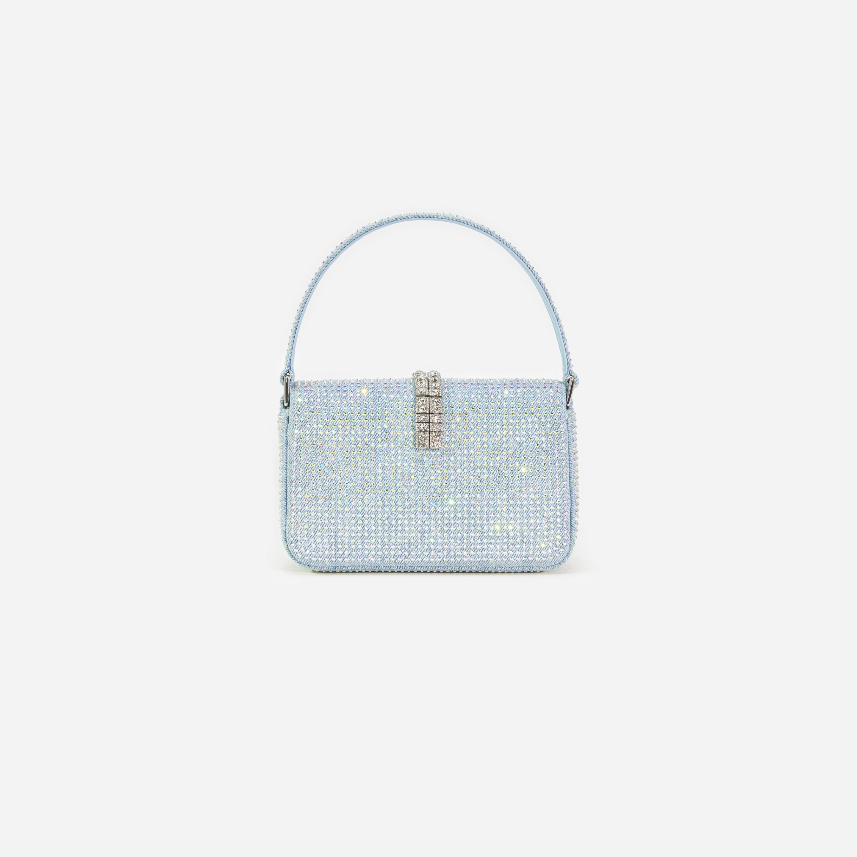 Blue Rhinestone Denim Micro Bag - 3