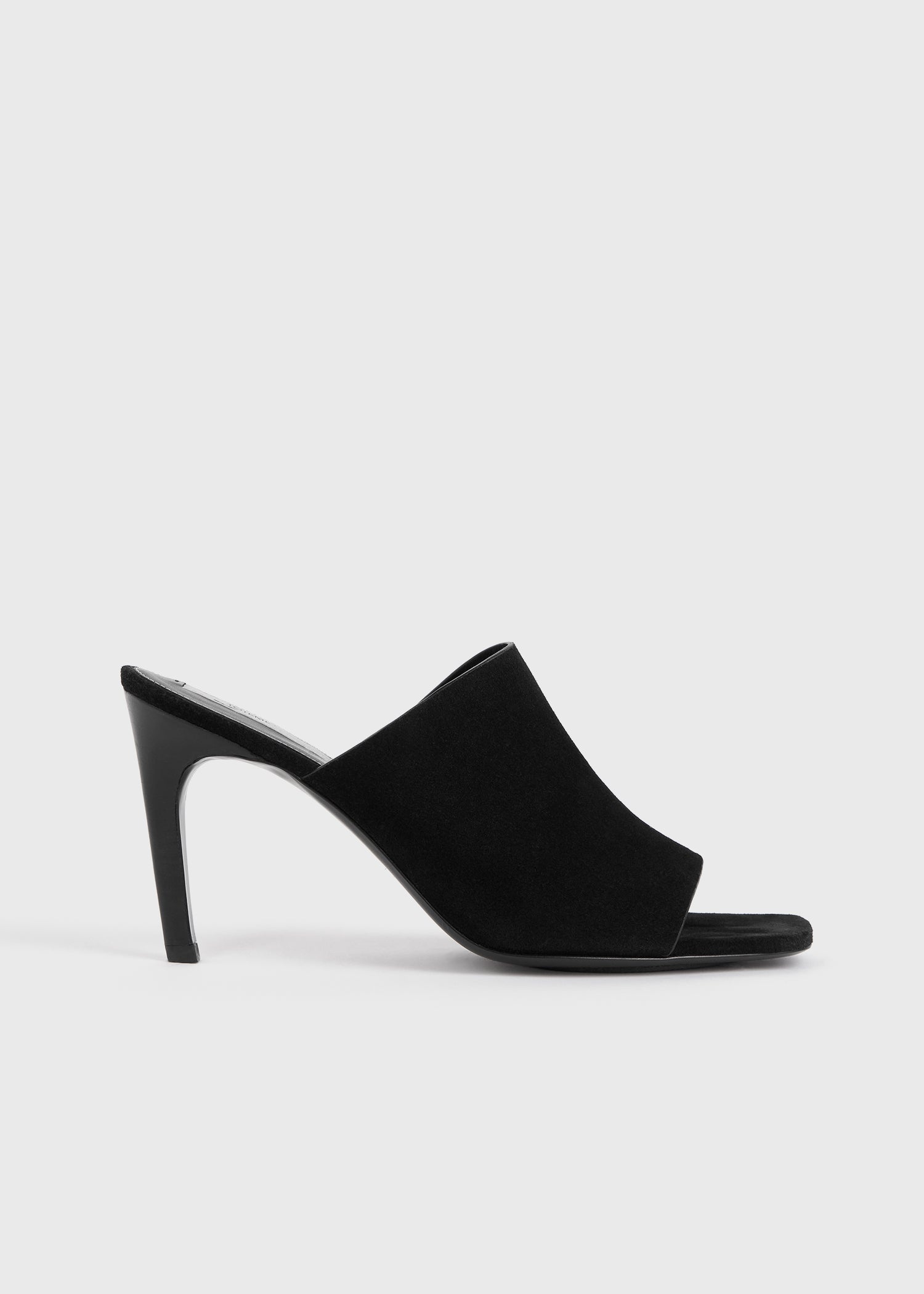 Velour-leather bandeau mules black - 8
