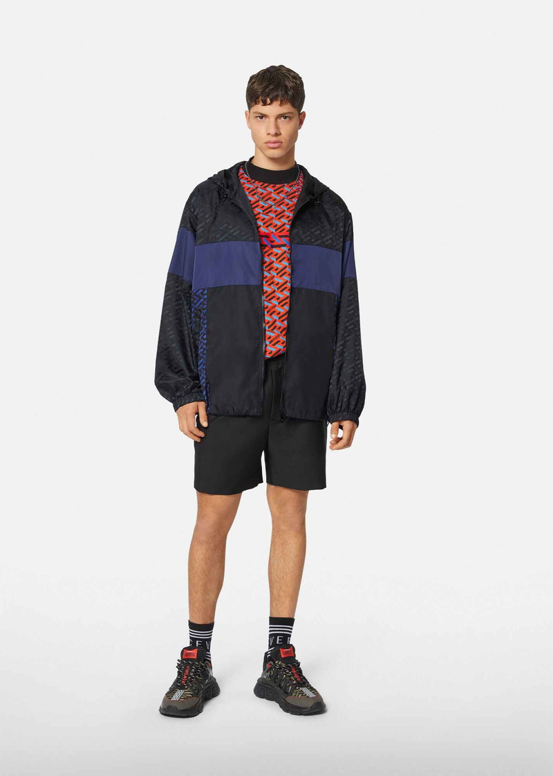 VERSACE La Greca Print Hooded Jacket - 1002481-1A01813_2B240 | REVERSIBLE