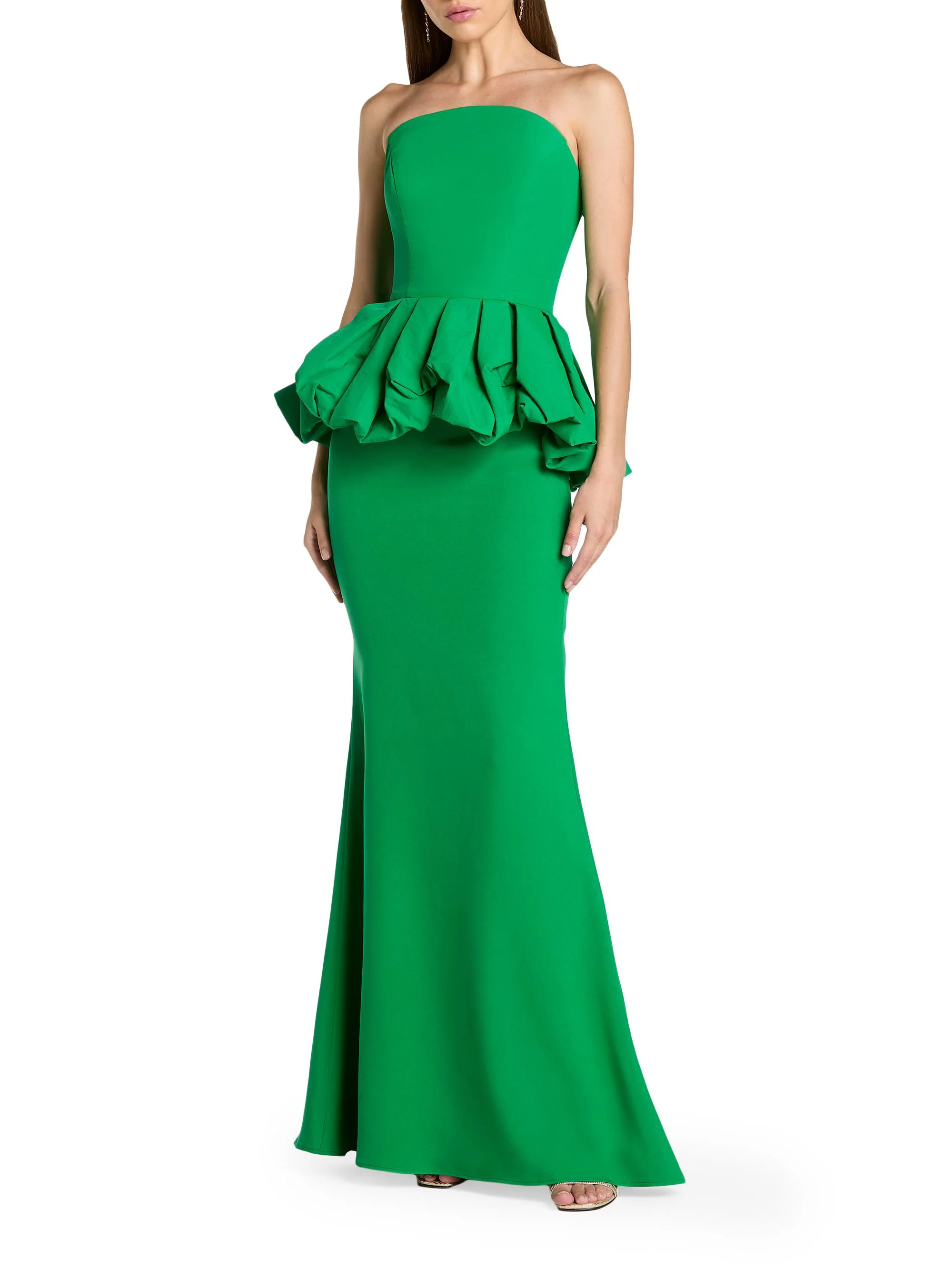 Women's Crêpe Strapless Trumpet Gown - Spring Green - 1