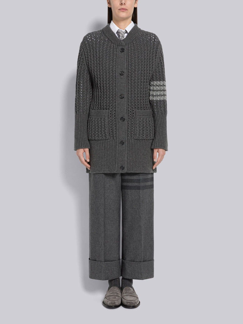 Chunky Pointelle Merino Wool Oversized 4-Bar Cardigan 4