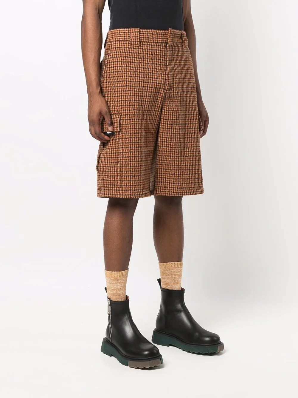 wool checked bermuda shorts - 3