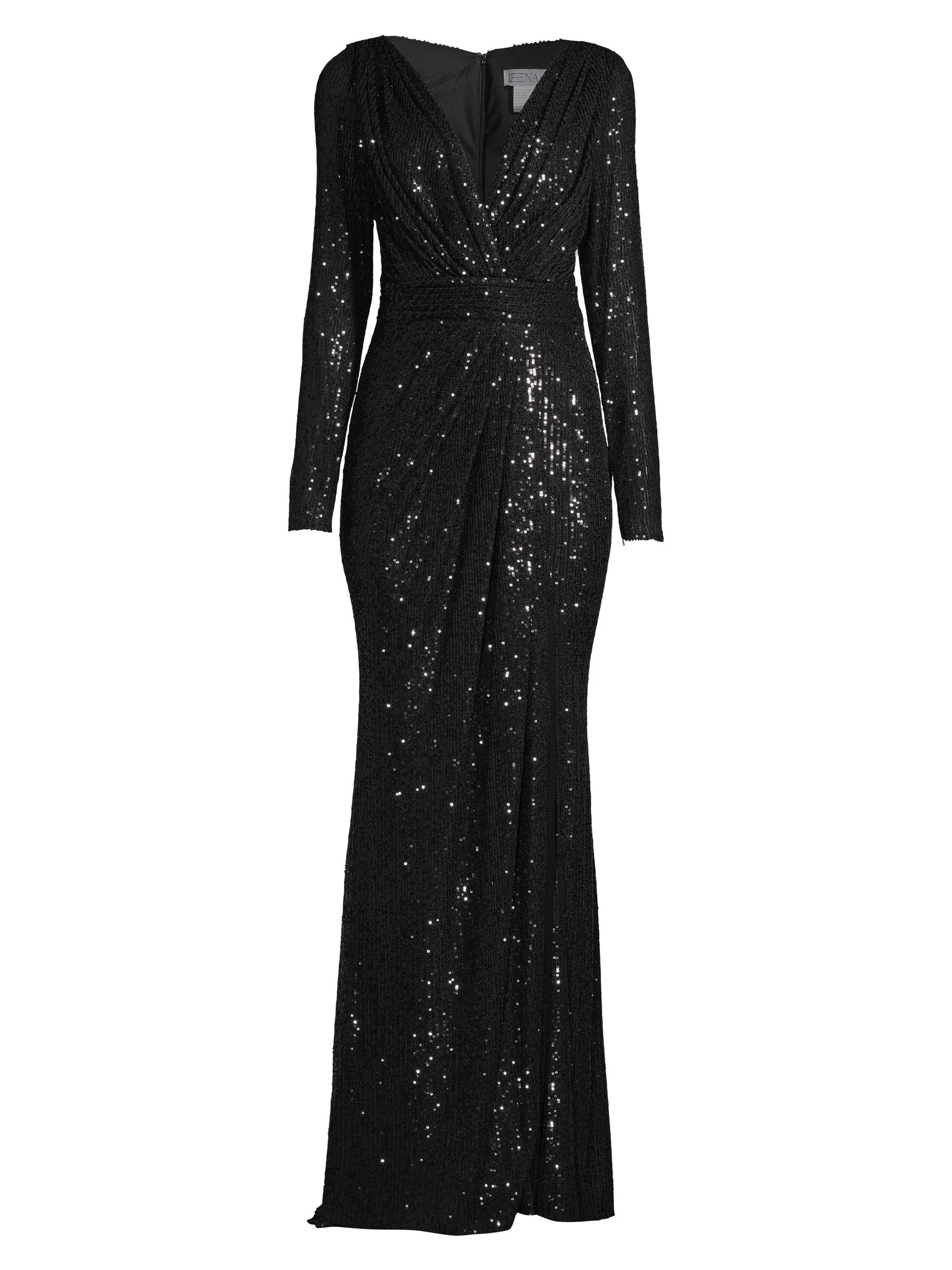 Women's Sequined Evening Gown - Black - 1
