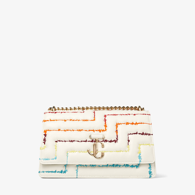 Varenne Shoulder M
Latte Quilted Nappa Leather Shoulder Bag with Rainbow Embroidery 1