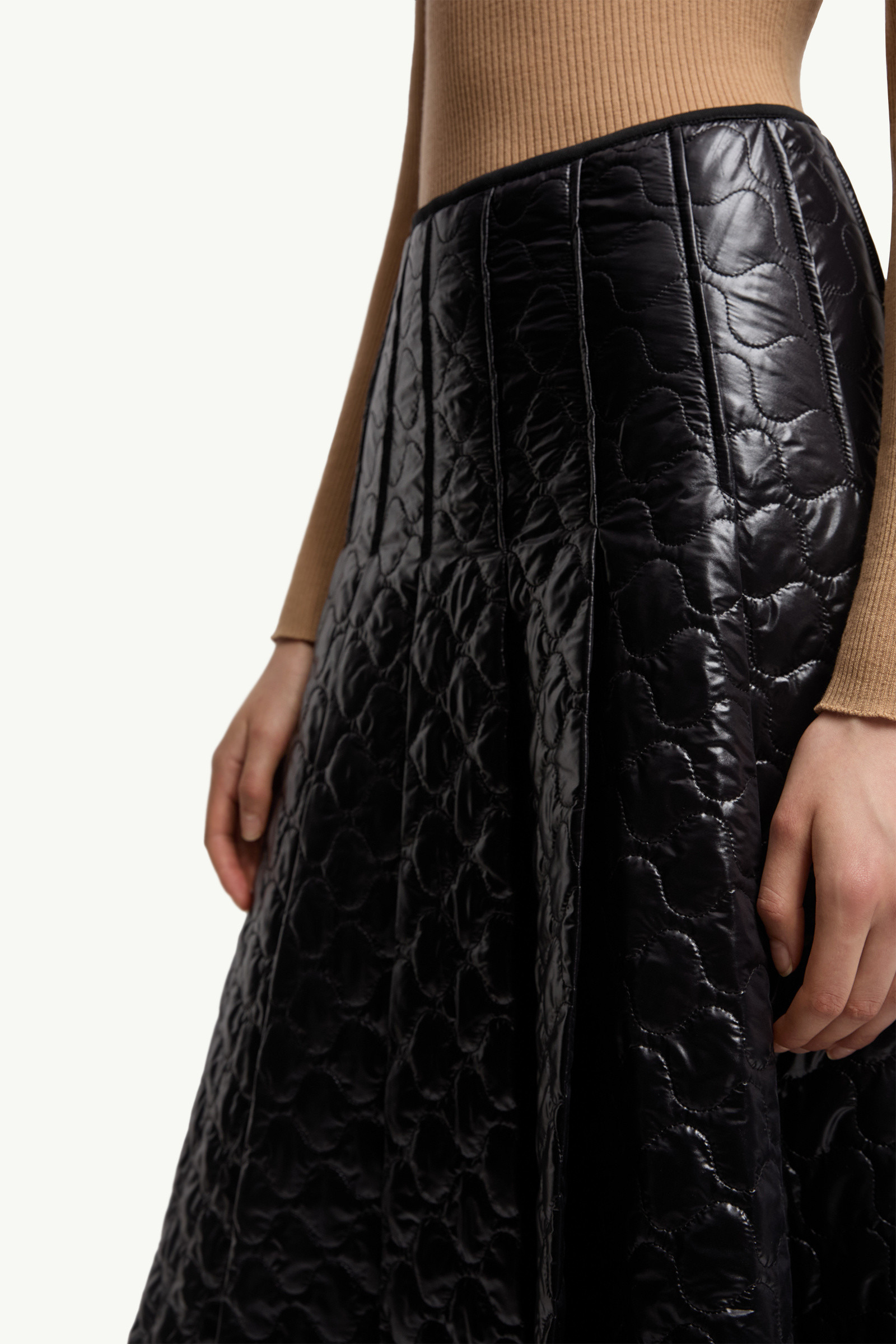 Square-Quilted Padded Midi Skirt - 6