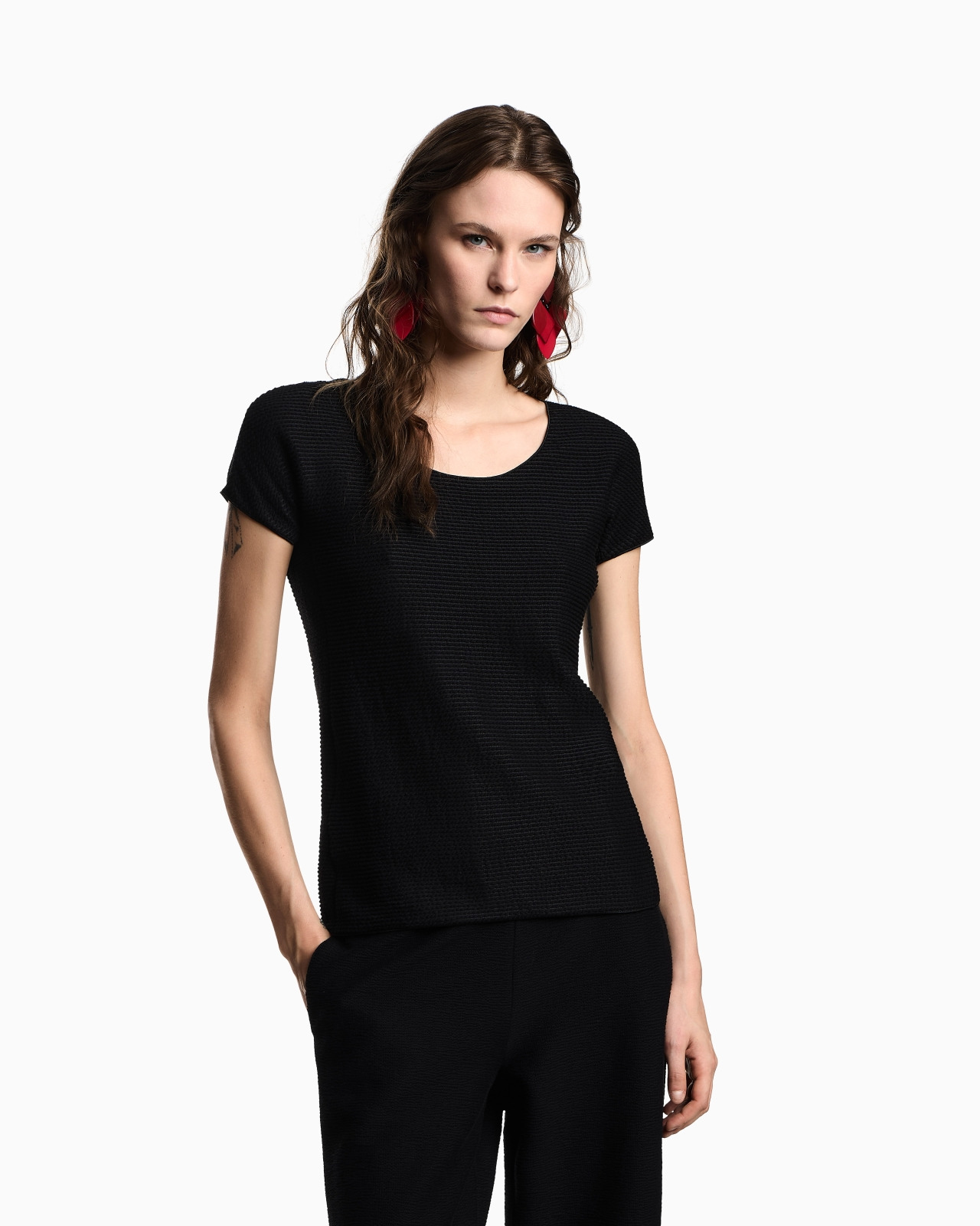 T-SHIRT IN TEXTURED-EFFECT JERSEY - 4
