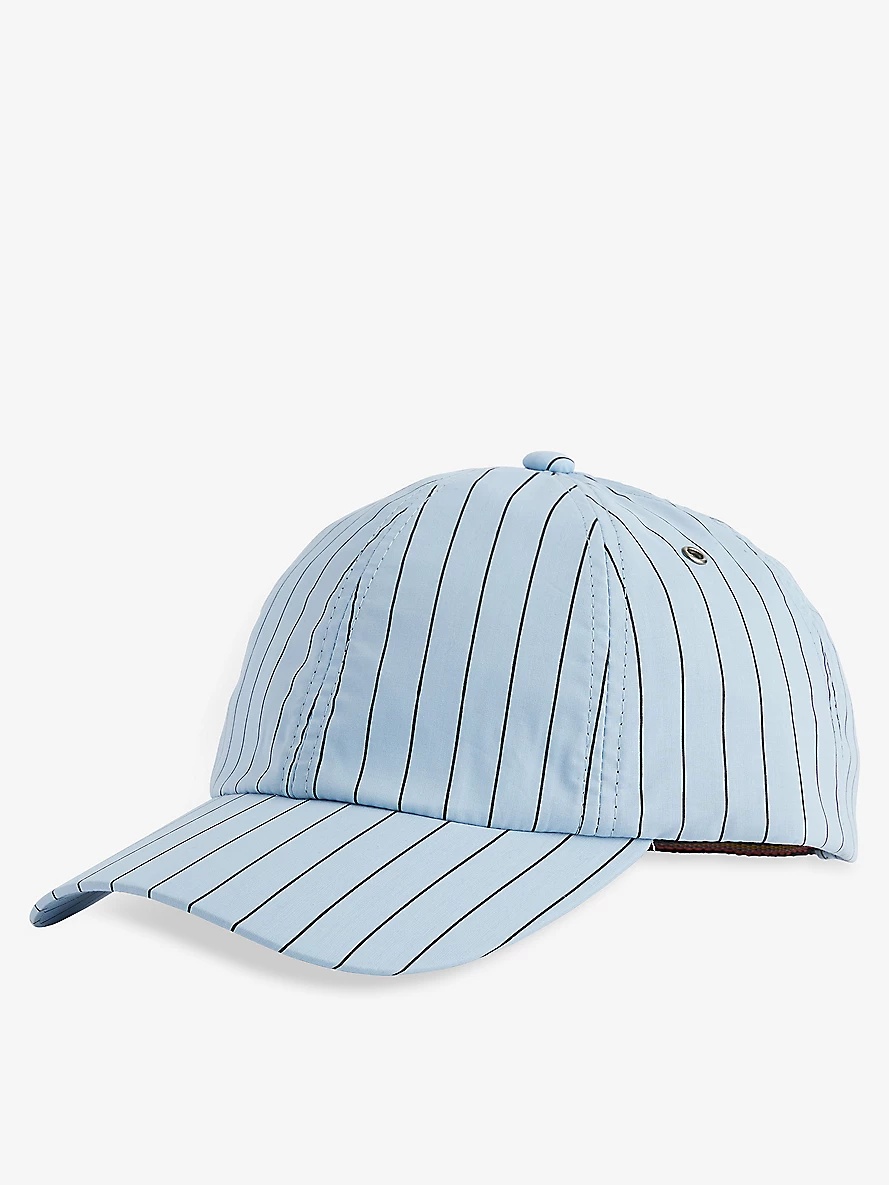 Striped six-panel cotton baseball cap - 1