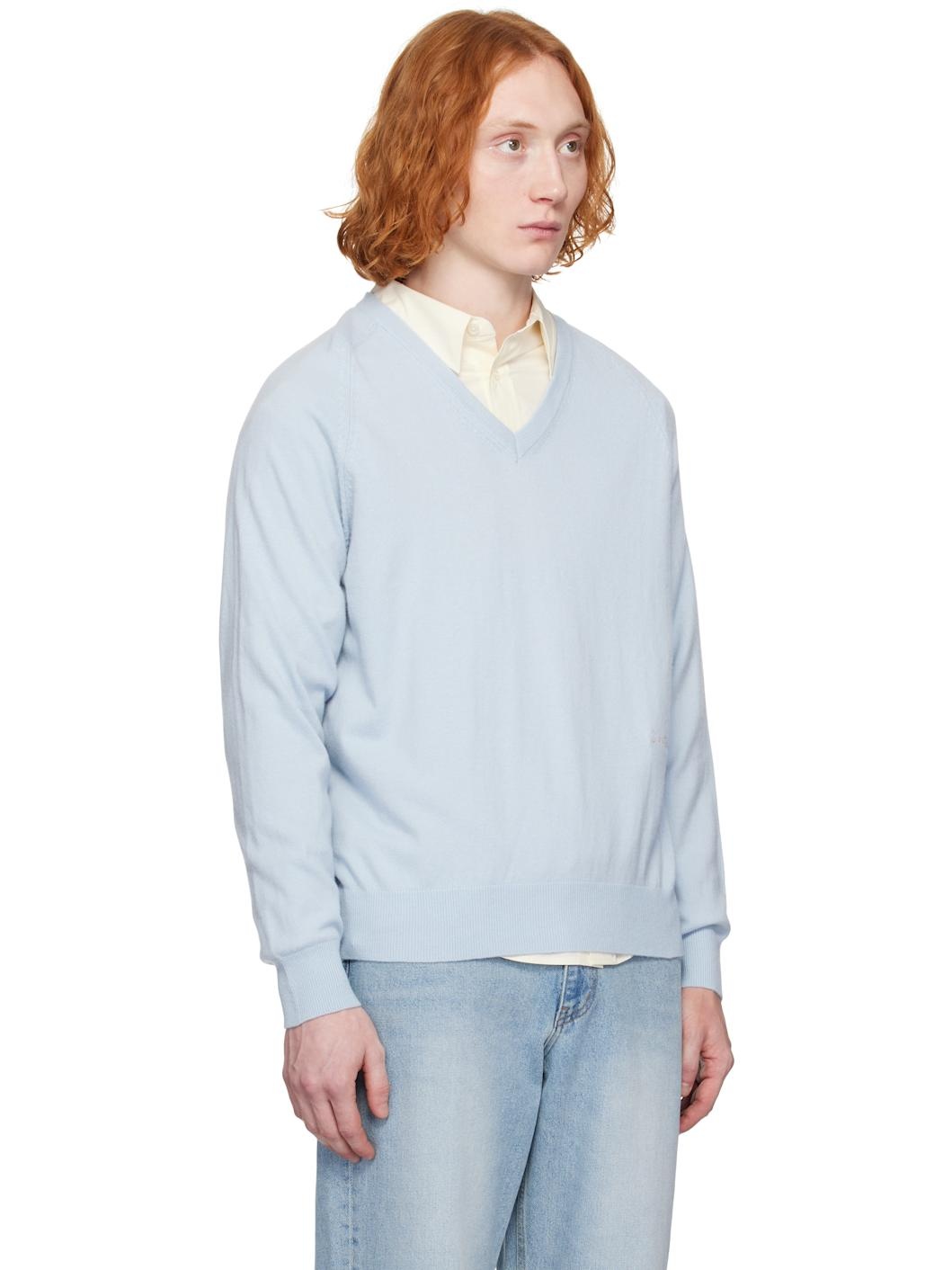 Blue Soft V-Neck Sweater - 2