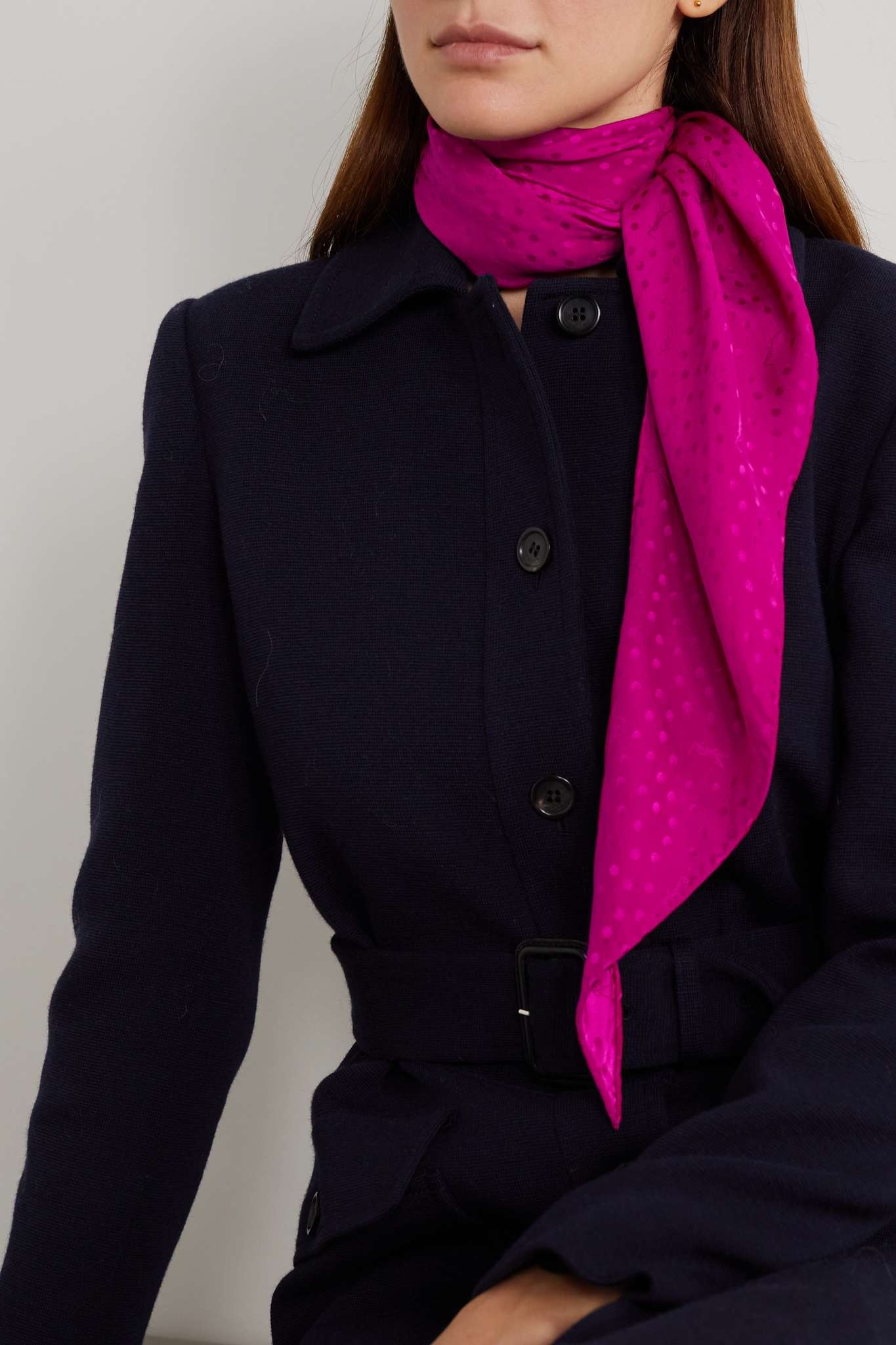 Polka-dot silk-jacquard scarf - 2