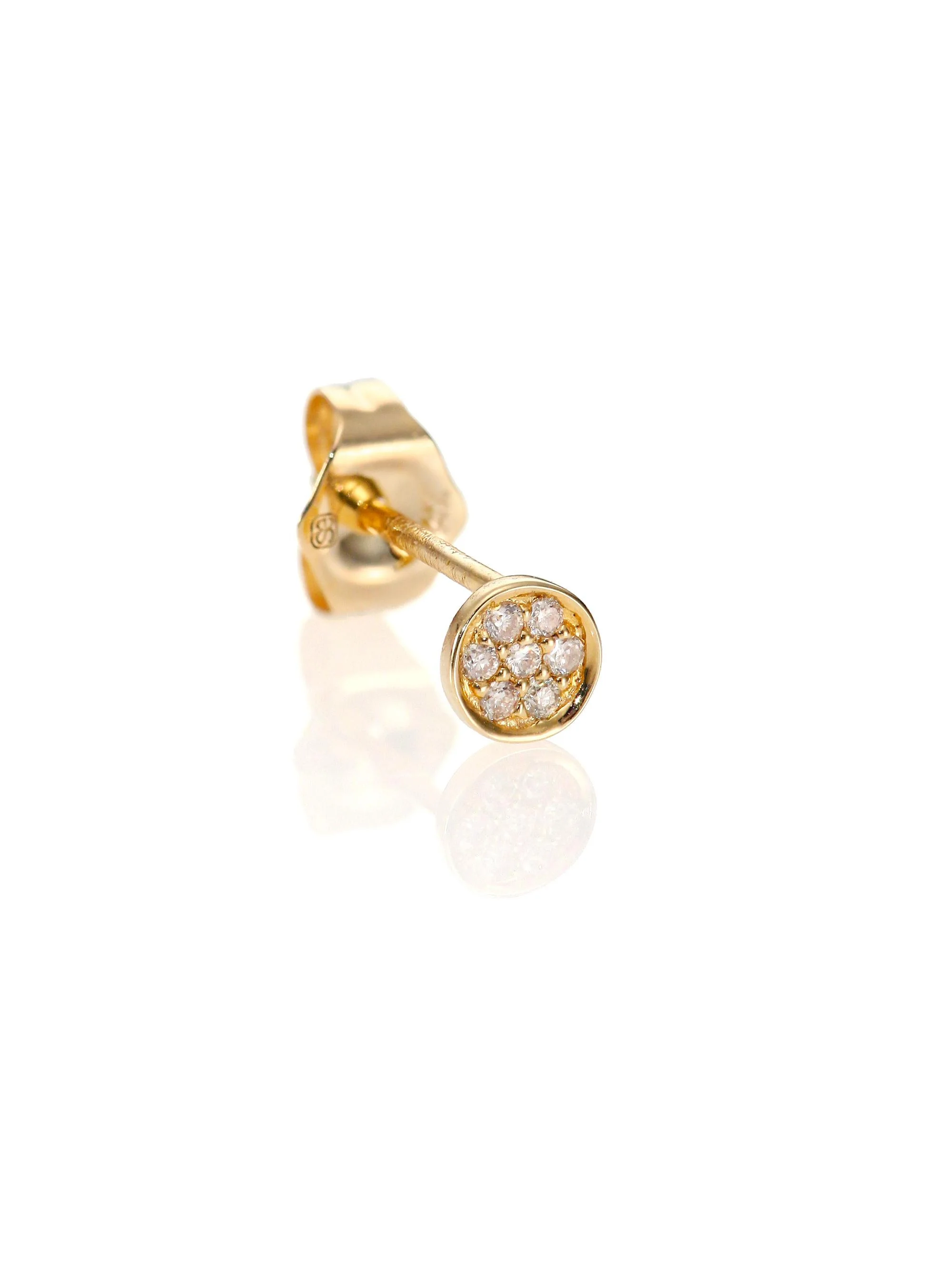 Women's Diamond & 14K Yellow Gold Tiny Disc Single Stud Earring - Gold - 1